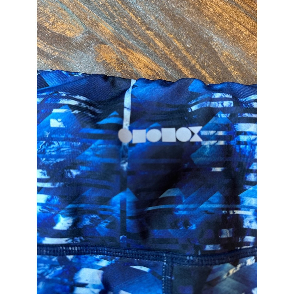 Ododos Womens Blue Geometric Kaleidoscope High Waisted Capri Leggings Pockets L - Picture 7 of 7